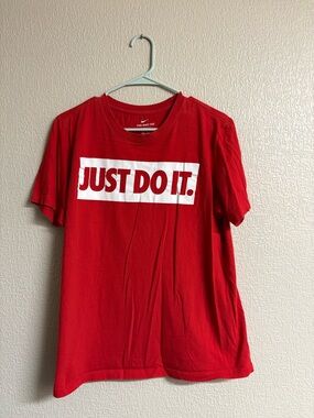 Nike Red and White Logo Crewneck Tee